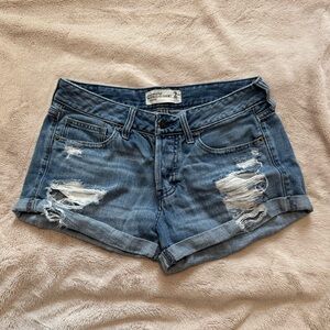 Abercrombie & Fitch Blue Distressed Boyfriend Jean Shorts